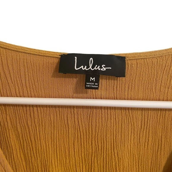 Lulus Mustard Yellow Harbor Point Wrap Dress w/Slit Sleeves - Picture 3 of 11